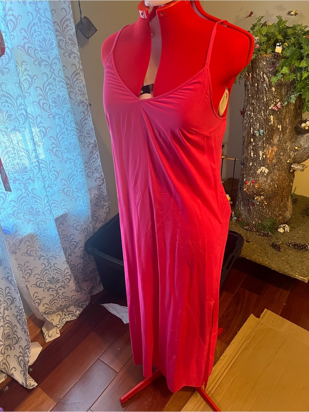 Old Navy Hot Pink Maxi Slip Dress with Spaghetti Straps